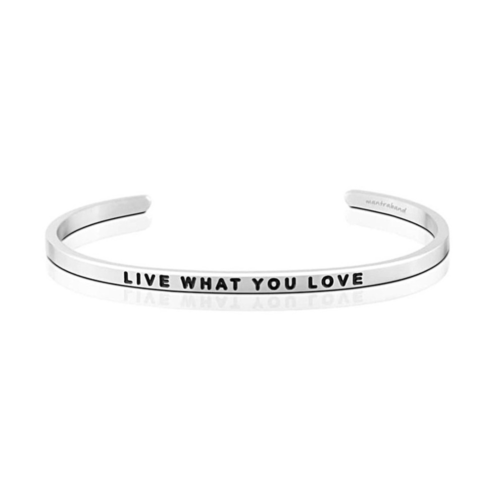 NWT Anthropologie Live What You Love MantraBand Bracelet Cuff Silver